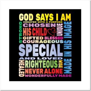 God Says I Am Phrases Christian God Faith Christ Holy Spiritual Lord Posters and Art